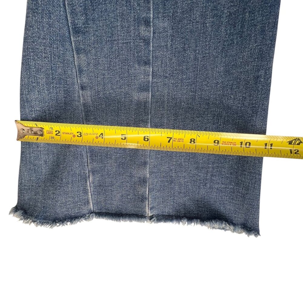 Edgely Flared Jeans High Rise Flare 12 Blue Denim Raw Hem Hippie Boho Stretch - Picture 14 of 14
